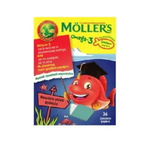 Mollers Omega 3 Ζελεδάκια Ψαράκια με Γεύση Φράουλα 36τμχ